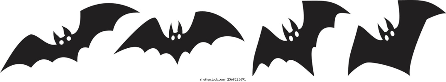 Set of bats icon. Halloween black bat vector. Bats Silhouettes. Halloween symbol. on white background
