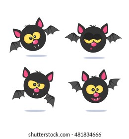 Set of bats icon on the white background. Vector illustration