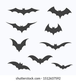 Set of bats on white background, vector illustration