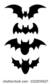 Set of bats silhouette for Halloween design. Vector illustration isolated on white background