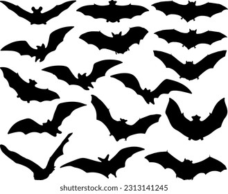 Set of Bats Silhouette, Scary, Halloween