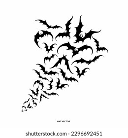Set bats, spiders and cobwebs, isolated on white background. Vector illustration, traditional Halloween decorative elements. Halloween silhouettes black