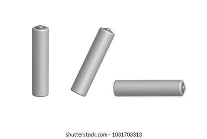 Set of batteries in 3D view, vector