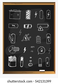 Set of Batteries. Battery icons set. Electronic power. Vector illustration.