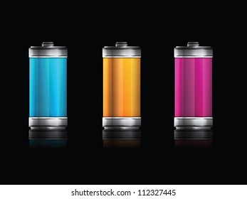 set of batteries with different energy levels