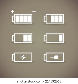 set of batteries with different level of charge, illustration