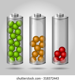 Set of batteries with different level of energy
