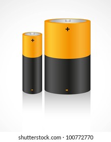 set of batteries, isolated on white background