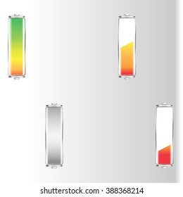 a set of batteries on a gray background