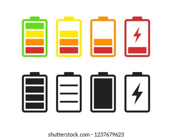 Set of Batteries Related Vector Icons