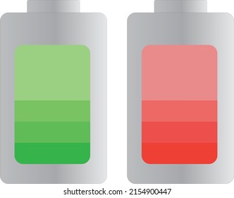 conjunto de carga de batería verde y rojo. sobre fondo blanco