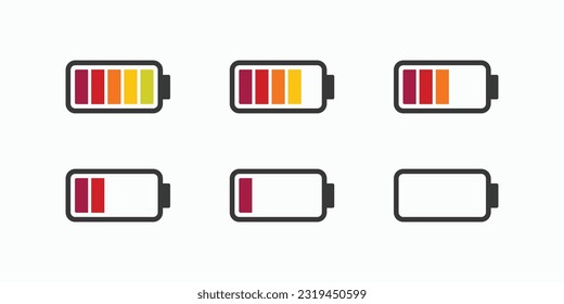 Symbol für die Anzeige der Batterieladung festlegen.  AkkuVektorgrafik auf weißem Hintergrund