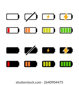 Set battery charge indicator icon flat vector design
