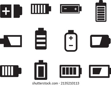 Set of battery charge indicator icons in flat style vector illustration. EPS.eps
