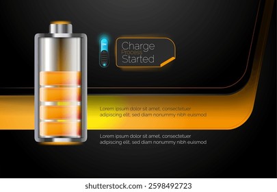 set of battery charge indicators with low and high energy levels isolated on background
