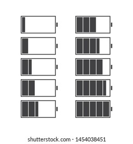 Set of battery charge level indicator, vector illustration.