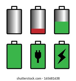Set Of Battery Charge Level Indicator. Vector illustration. Eps10.