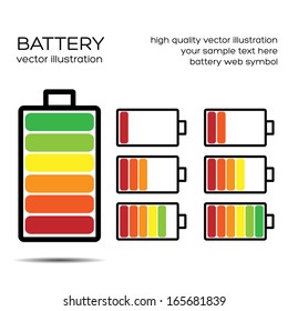 Set Of Battery Charge Level Indicator. Vector illustration. Eps10.
