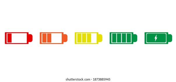 Set of battery charge level indicator. Battery charging charge indicator icon. level battery energy.Vector.10EPS