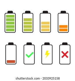 Set of battery charge level indicator in percent - vector	