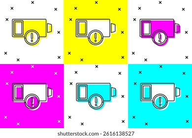 Set Battery charge level indicator icon isolated on color background.  Vector