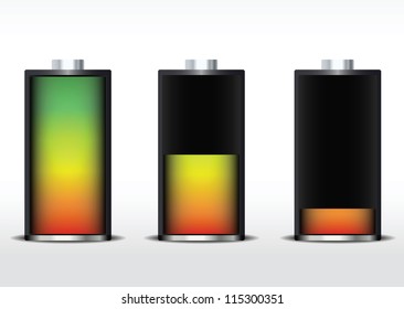 Set of battery charge level indicators. Vector illustration