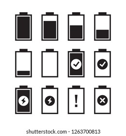 Set of battery charge level indicators. Vector illustration