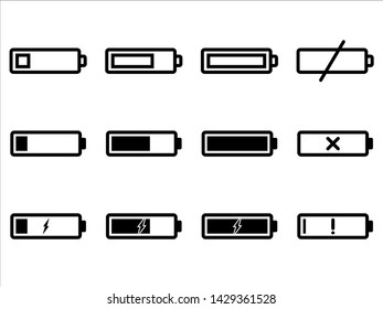 Set of battery charge level indicators. EPS 10