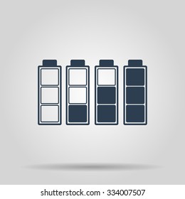 Set of battery charge level indicators. Vector illustration.