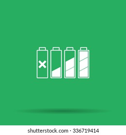 Set of battery charge level indicators. Vector illustration.