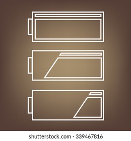 Set of battery charge level indicators. Vector  line icon illustration.