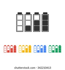 Set of battery charge level indicators. Vector illustration.