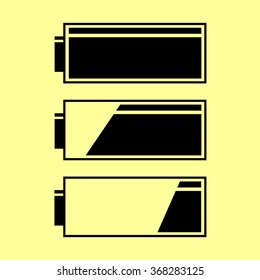 Set of battery charge level indicators. Flat style icon vector illustration.