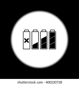 Set of battery charge level indicators. Vector illustration.