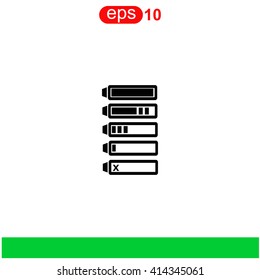 Set of battery charge level indicators icon. 