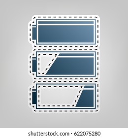 Set of battery charge level indicators. Vector. Blue icon with outline for cutting out at gray background.