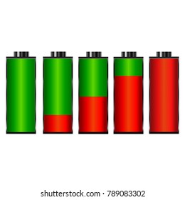 Set of battery charge level indicators.