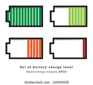Set of battery charge level Modern Design template. vector