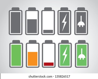 set of battery charge level and wi-fi connection