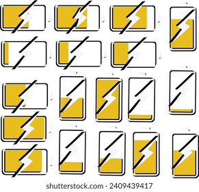 Set Of Battery Charging battery icon vector illustration