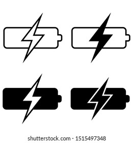 set battery charging icons, vector battery charging sign symbol template