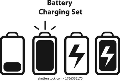 Set of battery charging levels, 
icon set, power, electricity symbol, energy concept