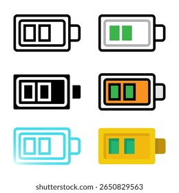 Establecer la Colección de íconos editables de la batería. Conveniente para el software del icono y el diseño del dispositivo. Ilustración vectorial.