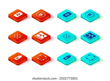 Set Battery, Electric circuit scheme, Electrical measuring instruments, plug and light switch icon. Vector