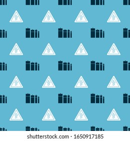 Set Battery and High voltage sign on seamless pattern. Vector