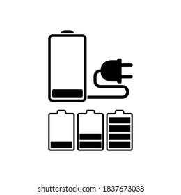 Set battery icon isolated on white. Collection vector stock illustration. EPS 10