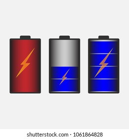 set of battery icon on gray background; vector illustration.