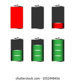set of battery icon on white background; vector illustration.