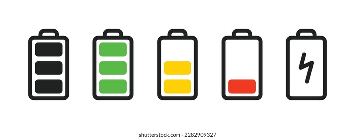 set of battery icon vector
