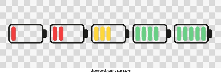 Set Of Battery Icon . Vector Illustration	